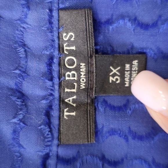 TALBOTS ROYAL BLUE BEAUTIFUL blouse, Size 3X. 3/4 sleeves. Completely lined. - Picture 8 of 12